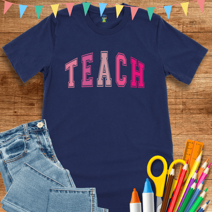 Pink TEACH Teacher T-Shirt - teachngear