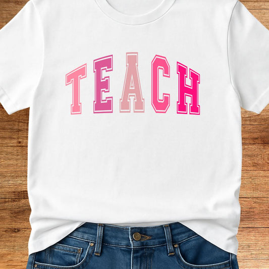 Pink TEACH Teacher T-Shirt - teachngear