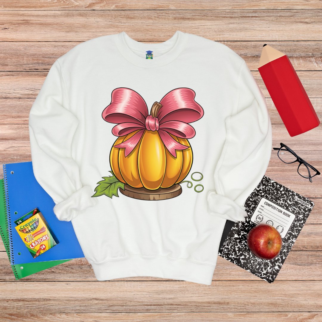 Pumpkin with Bow Halloween Sweatshirt - teachngear