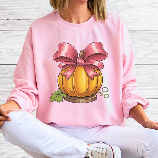 Pumpkin with Bow Halloween Sweatshirt - teachngear