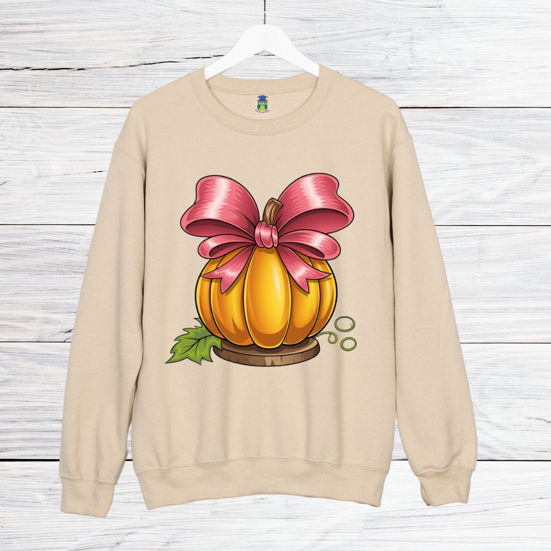 Pumpkin with Bow Halloween Sweatshirt - teachngear