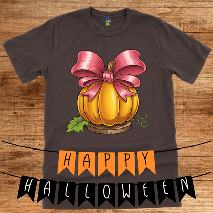 Pumpkin with Bow Halloween Teacher Shirt - teachngear