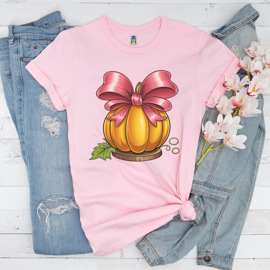 Pumpkin with Bow Halloween Teacher Shirt - teachngear