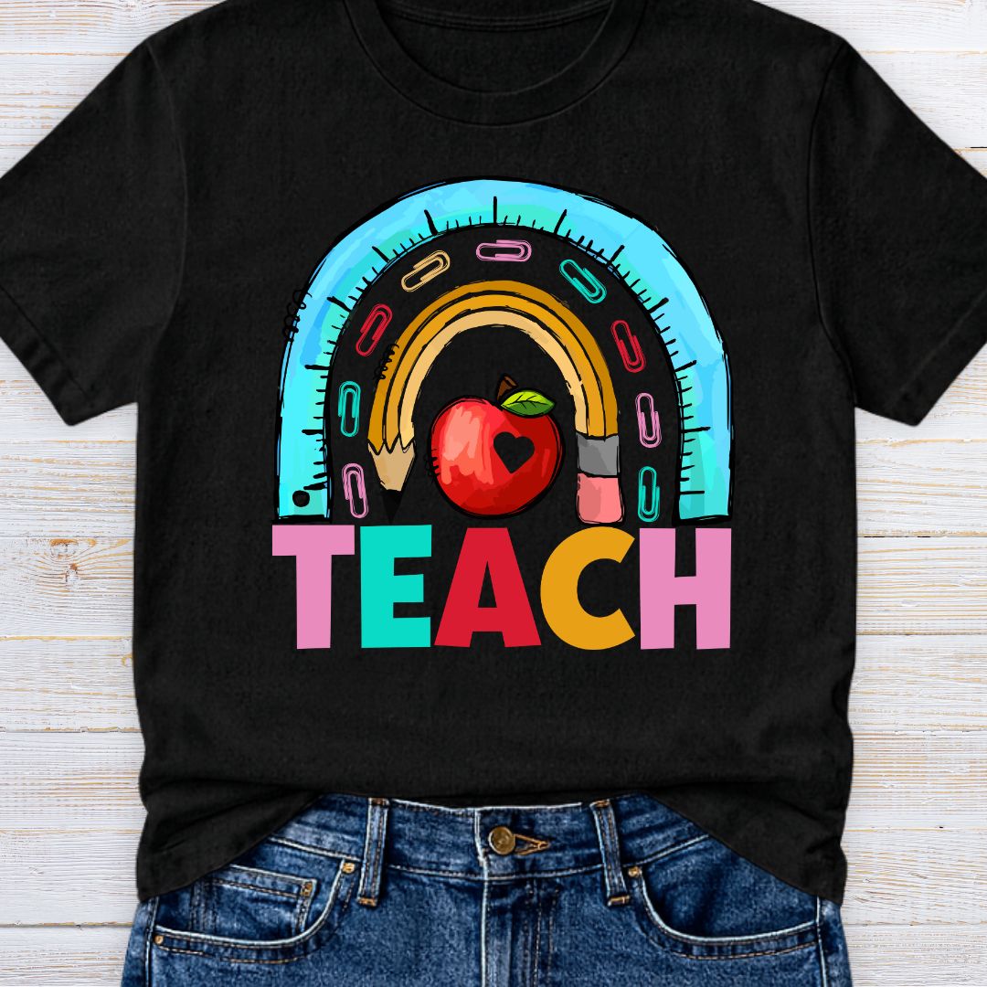 Rainbow Teach Teacher T-Shirt - teachngear