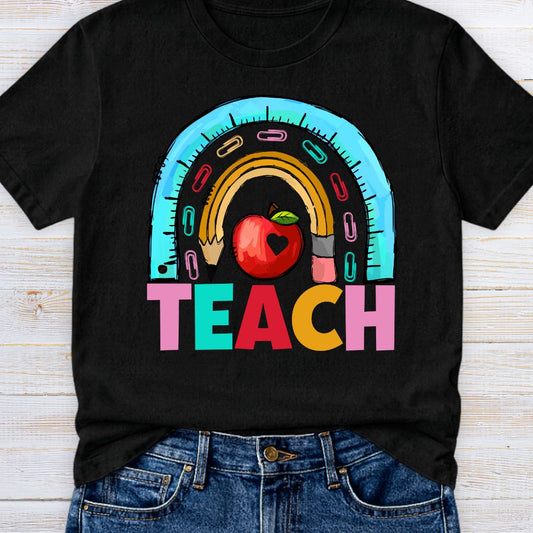 Rainbow Teach Teacher T-Shirt - teachngear