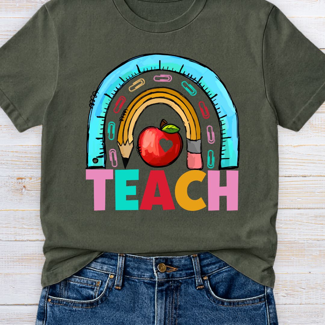 Rainbow Teach Teacher T-Shirt - teachngear