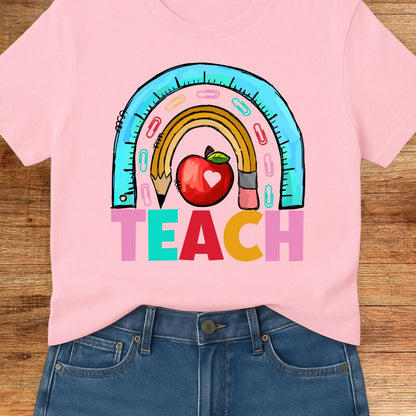 Rainbow Teach Teacher T-Shirt - teachngear
