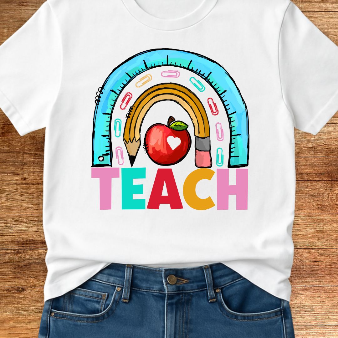 Rainbow Teach Teacher T-Shirt - teachngear