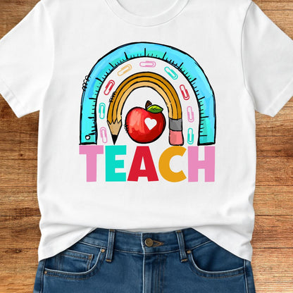 Rainbow Teach Teacher T-Shirt - teachngear