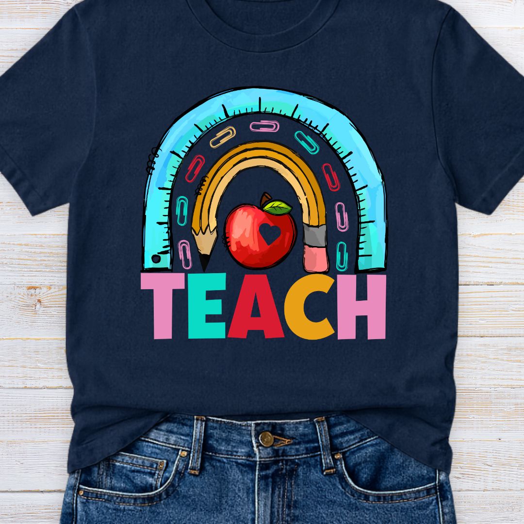 Rainbow Teach Teacher T-Shirt - teachngear