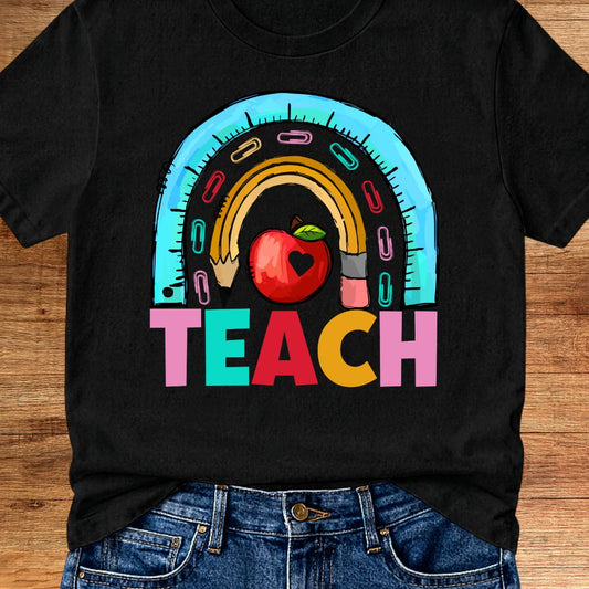 Rainbow Teach Teacher T-Shirt - teachngear