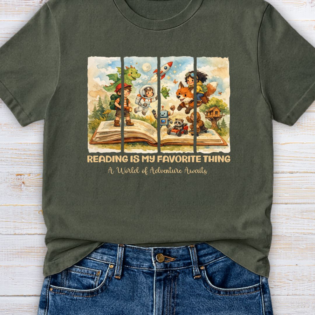 Reading is my Favorite Thing Teacher T-Shirt - teachngear