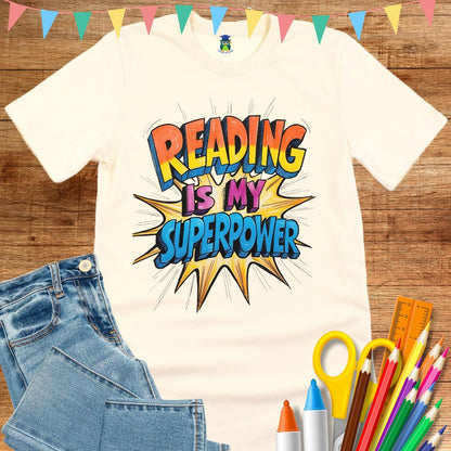Reading is my Superpower Teacher T-Shirt - teachngear