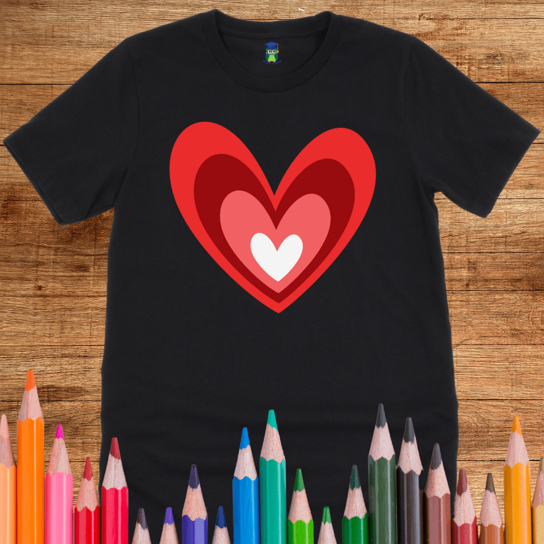 Red Love Heart Teacher T-Shirt - teachngear
