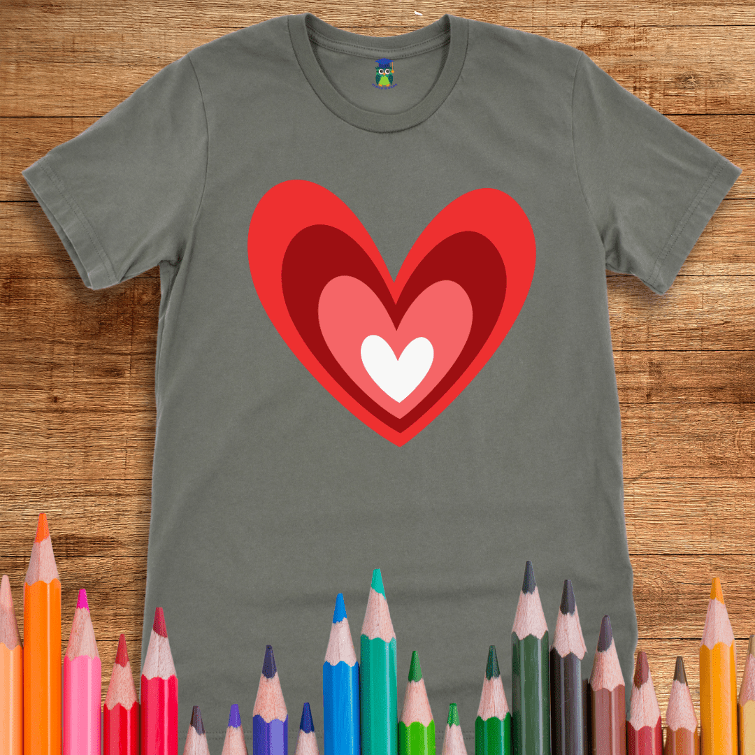 Red Love Heart Teacher T-Shirt - teachngear