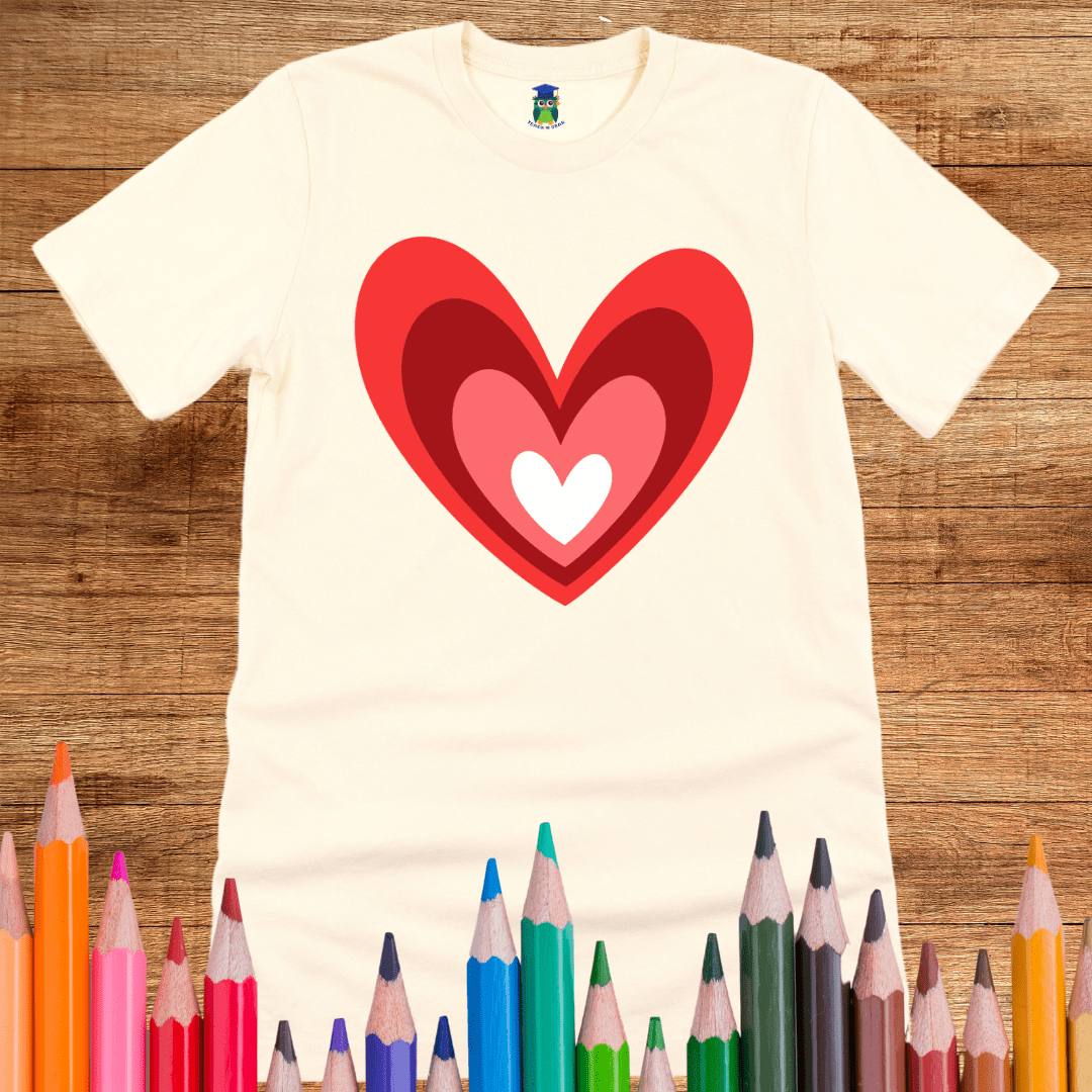 Red Love Heart Teacher T-Shirt - teachngear