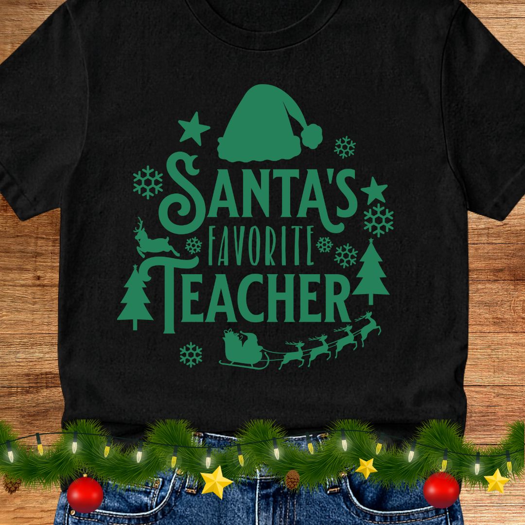 Santa's Favorite Teacher Shirt 2 - teachngear