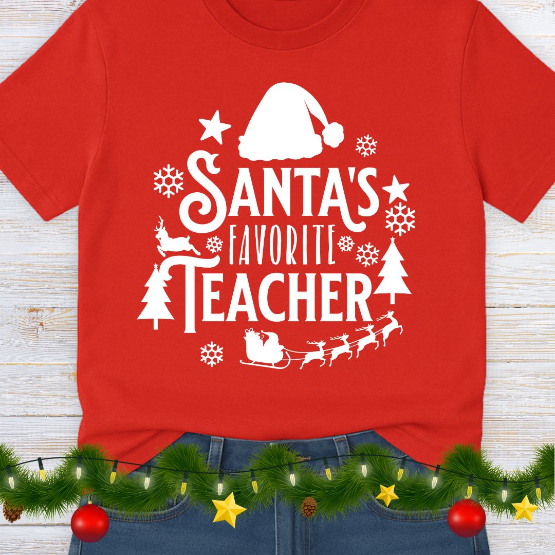 Santa's Favorite Teacher Shirt 2 - teachngear