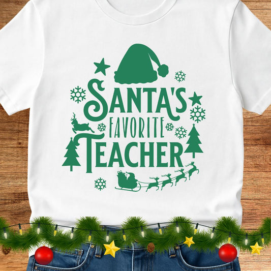 Santa's Favorite Teacher Shirt 2 - teachngear