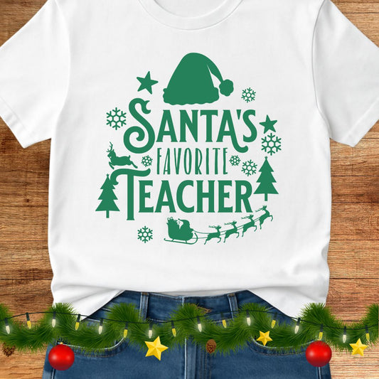 Santa's Favorite Teacher Shirt 2 - teachngear
