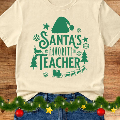 Santa's Favorite Teacher Shirt 2 - teachngear