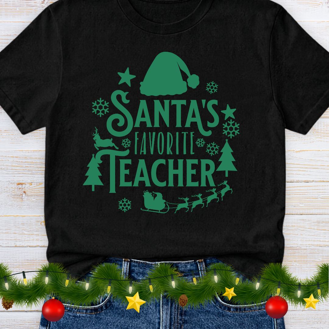 Santa's Favorite Teacher Shirt 2 - teachngear