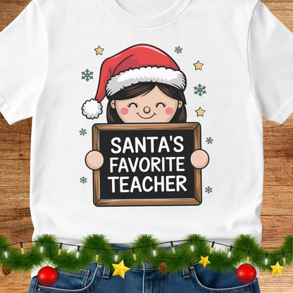 Santa's Favorite Teacher Shirt - teachngear