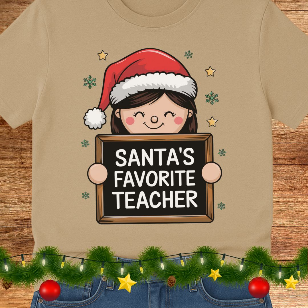 Santa's Favorite Teacher Shirt - teachngear