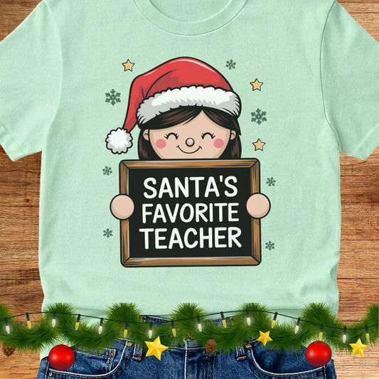 Santa's Favorite Teacher Shirt - teachngear