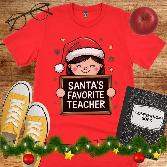 Santa's Favorite Teacher Shirt - teachngear