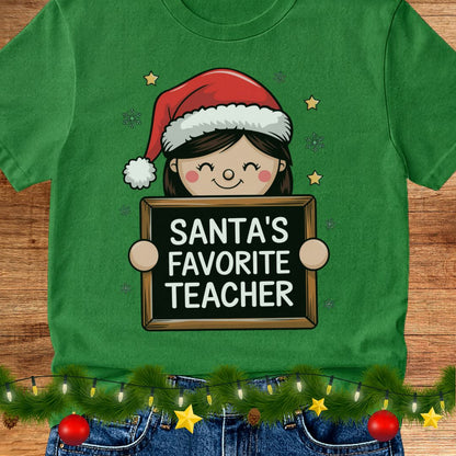 Santa's Favorite Teacher Shirt - teachngear