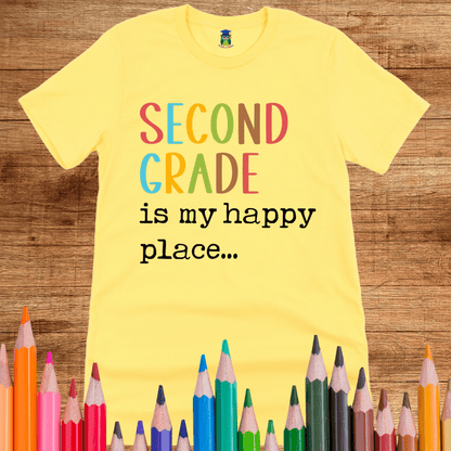 Second Grade is my Happy Place Teacher Shirt - teachngear