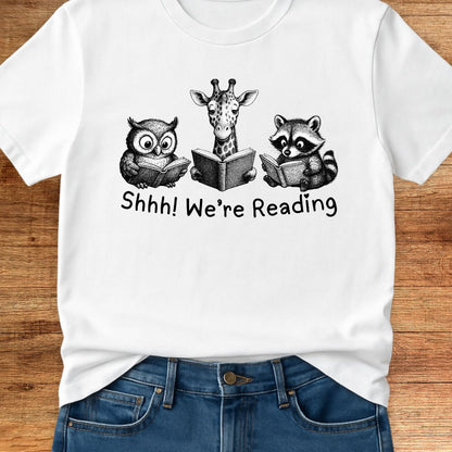 Shhh We're Reading Teacher T-Shirt - teachngear