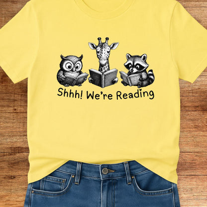 Shhh We're Reading Teacher T-Shirt - teachngear