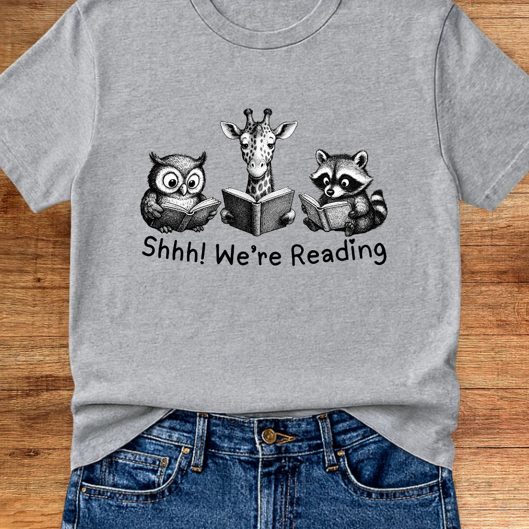 Shhh We're Reading Teacher T-Shirt - teachngear