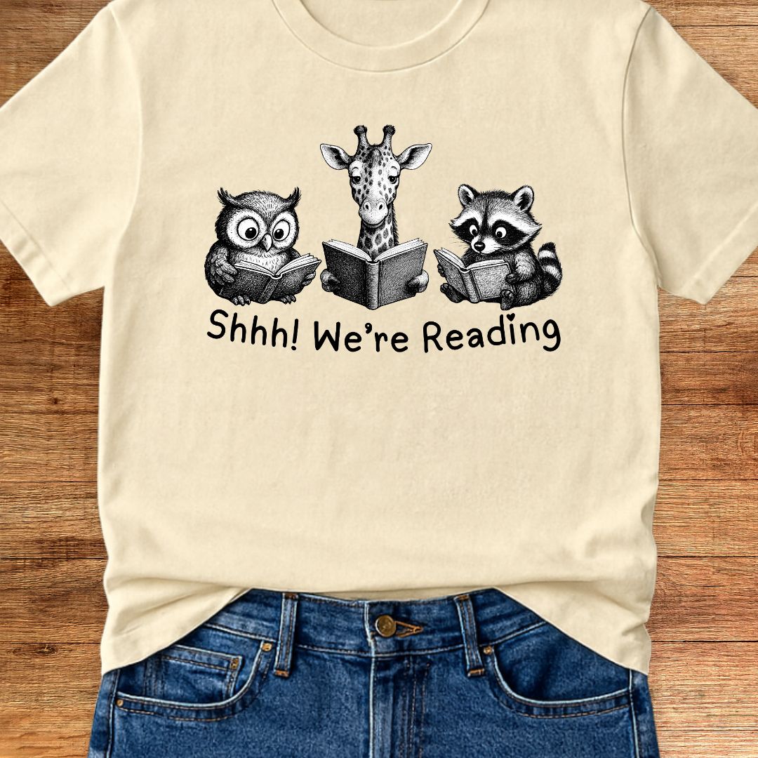 Shhh We're Reading Teacher T-Shirt - teachngear