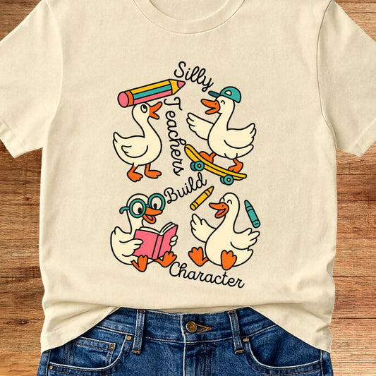 Silly Teachers Build Character Teacher T-Shirt - teachngear
