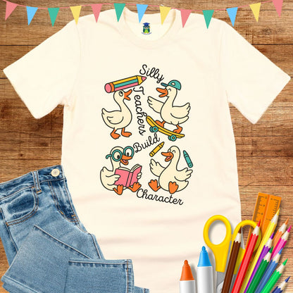 Silly Teachers Build Character Teacher T-Shirt - teachngear