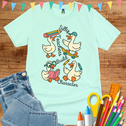 Silly Teachers Build Character Teacher T-Shirt - teachngear
