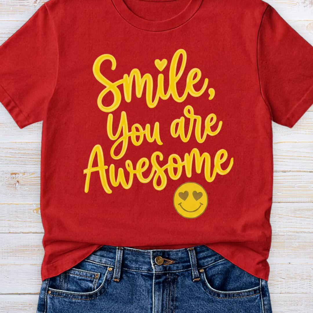 Smile, You are Awesome Teacher T-Shirt - teachngear