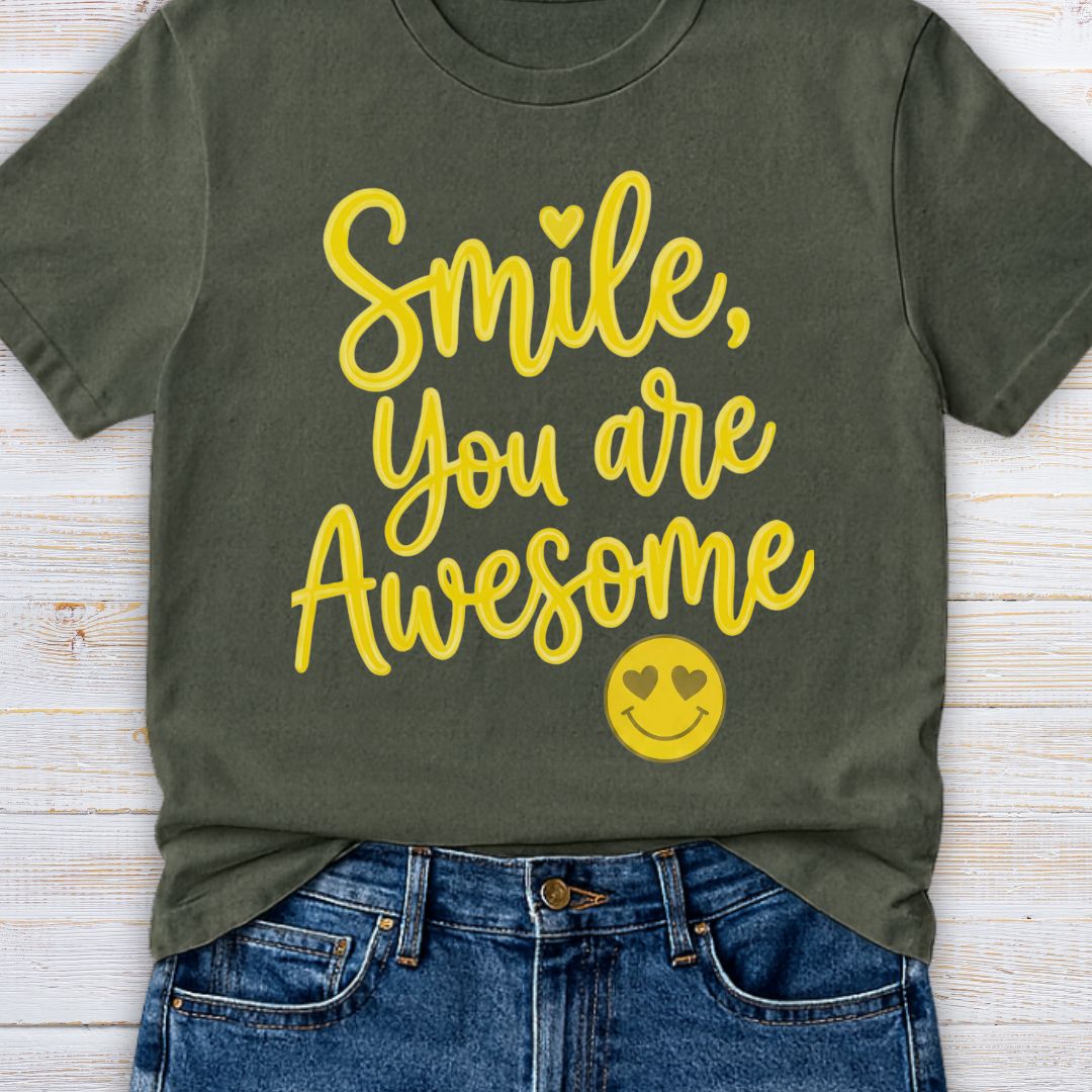 Smile, You are Awesome Teacher T-Shirt - teachngear
