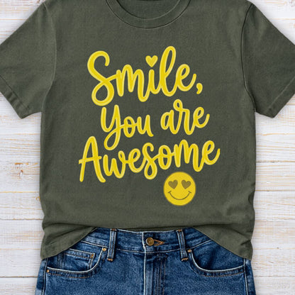 Smile, You are Awesome Teacher T-Shirt - teachngear