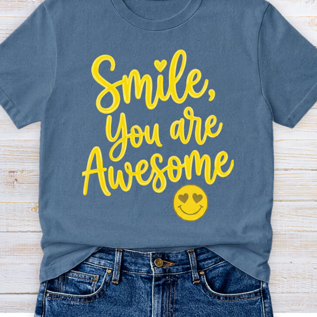 Smile, You are Awesome Teacher T-Shirt - teachngear