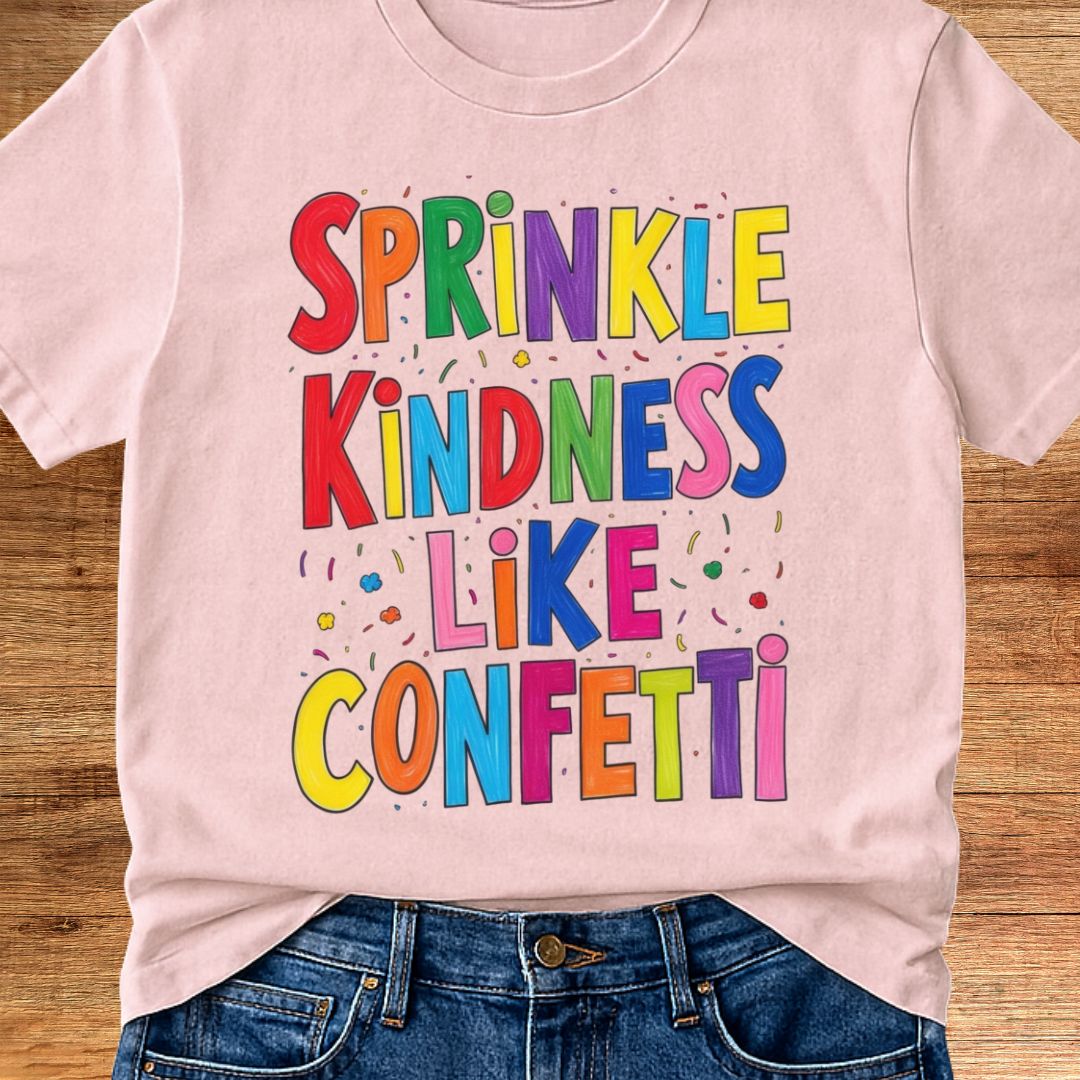 Sprinkle Kindness like Confetti Teacher T-Shirt - teachngear