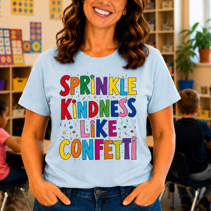 Sprinkle Kindness like Confetti Teacher T-Shirt - teachngear