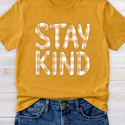 Stay Kind Gingham Teacher T-Shirt - teachngear