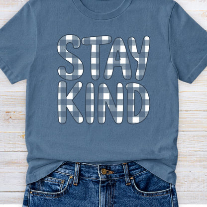 Stay Kind Gingham Teacher T-Shirt - teachngear