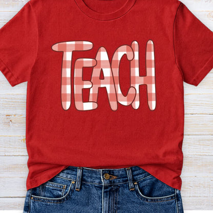 Teach Gingham Teacher T-Shirt - teachngear