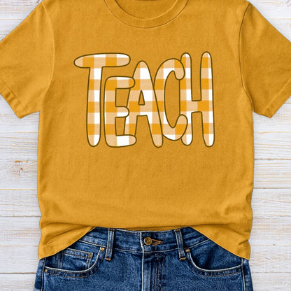 Teach Gingham Teacher T-Shirt - teachngear