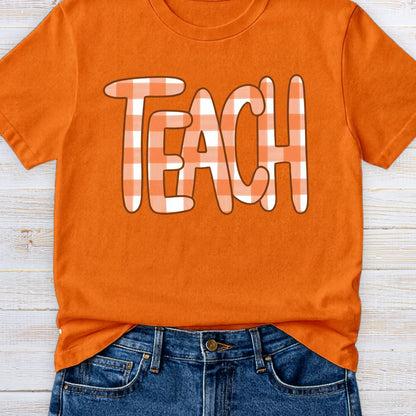 Teach Gingham Teacher T-Shirt - teachngear